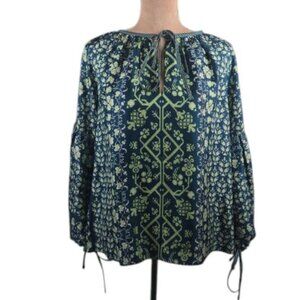 D'Ascoli Toscana Silk Top Mint/Navy Size Medium